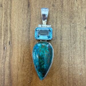 Silver and Blue Pendant Necklace